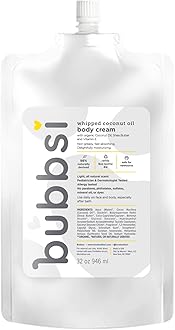 Bubbsi Whipped Coconut Oil Baby Lotion for Eczema, Dry Skin, Baby Acne, KP | Organic Coconut Oil, Shea Butter, Vitamin E | Light, Natural Scent | EU Compliant, Vegan (Refill Pouch, 32oz)
