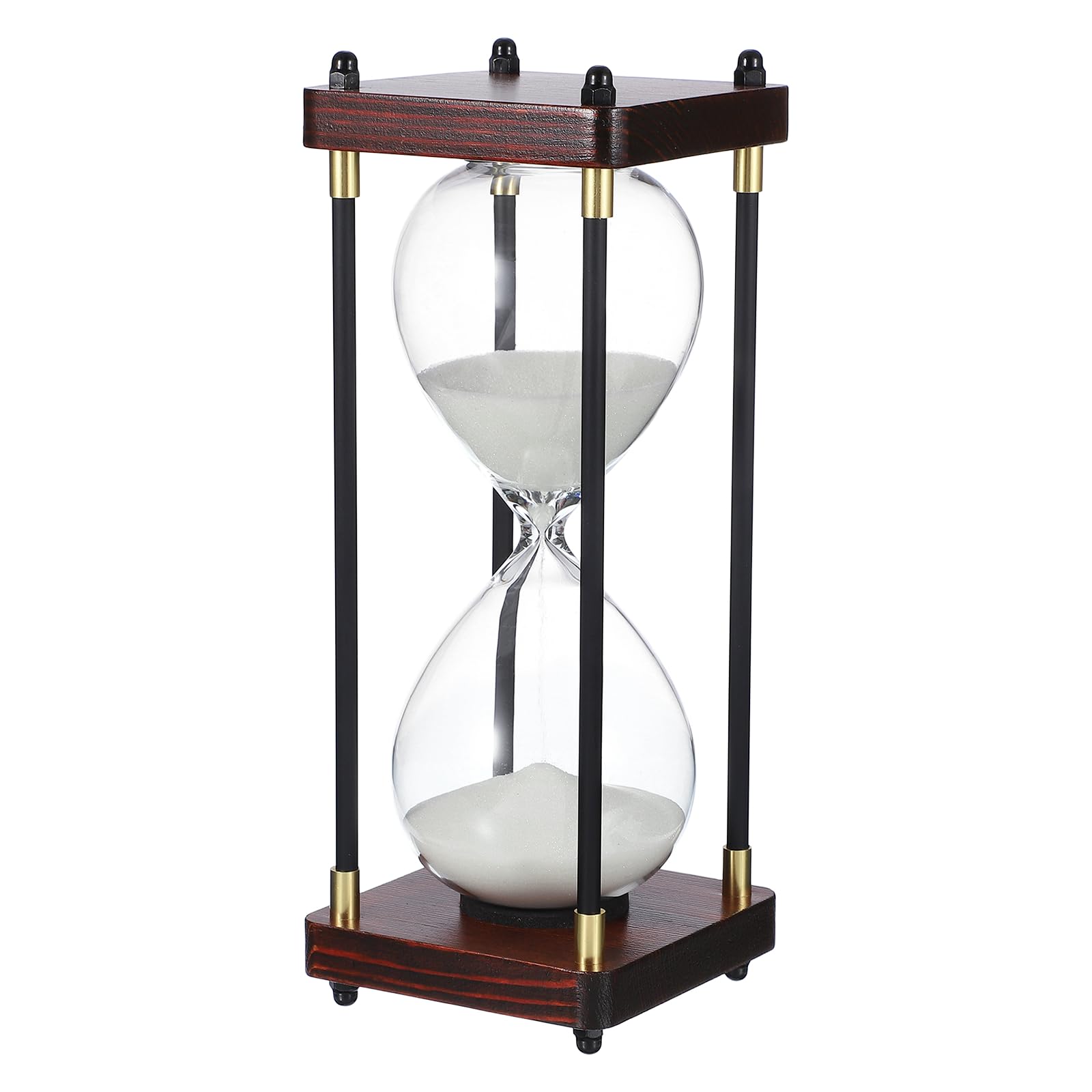 PATIKIL Large Decorative Sand Timer, 60 Minutes Wood Hour Glass Timer Modern Wooden Hour Glass for Cooking Game Office Classroom Kitchen Home, White(Style 2)