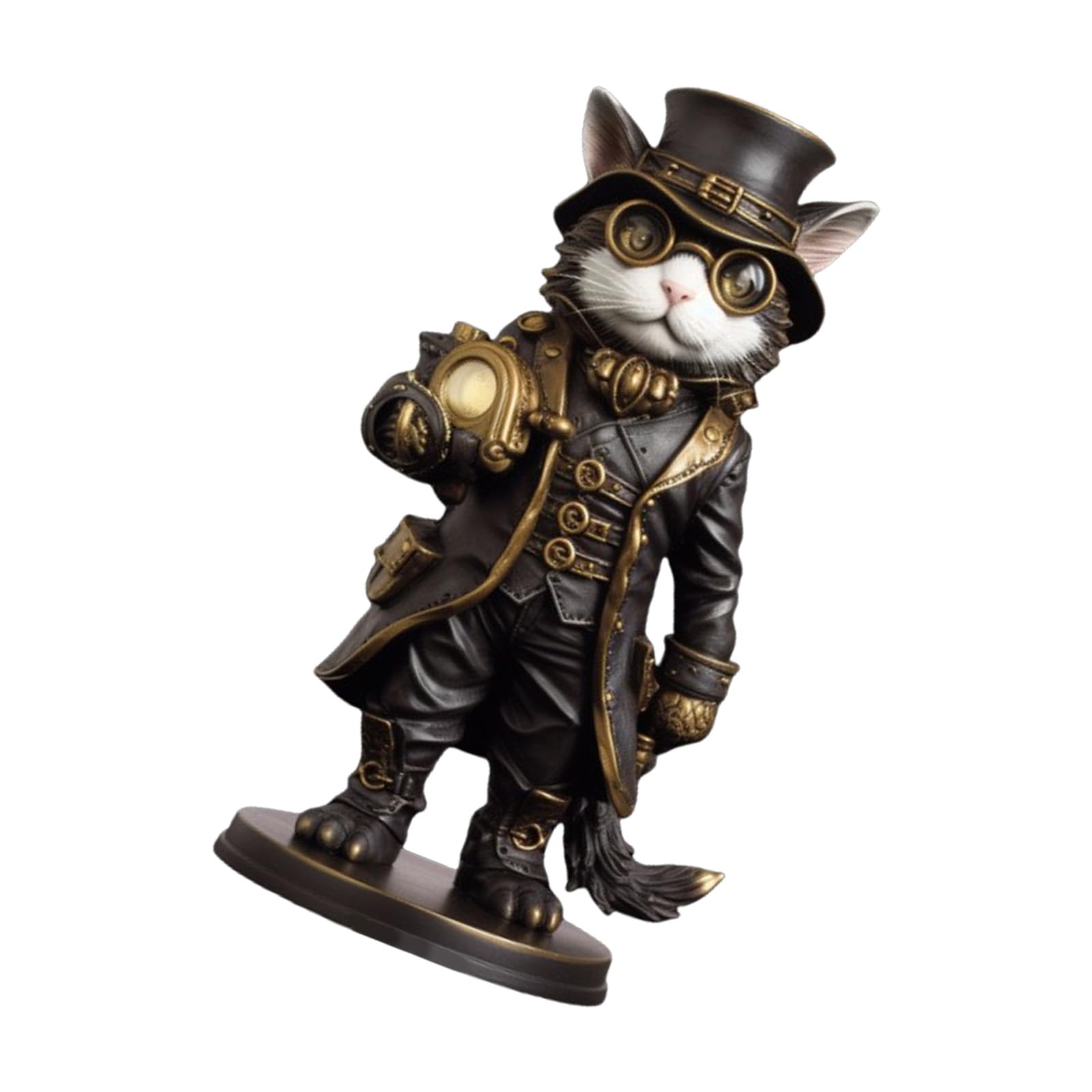 Hangsu Acrylic Miniature Victorian Inventor Cats Figure Ornament Handcrafted Resins Sculpture For Halloween Home Decors Gift Giving Miniature Steampunk Cats Model