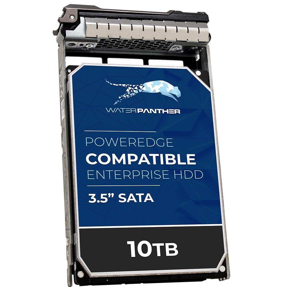 Water Panther 10TB 7200 RPM SATA 6Gb/s 3.5" HDD for Dell PowerEdge Servers | Enterprise Hard Drive in 13G Tray | Compatible with R Series T Series 1HMPN 0RVFR2 0WXH6D