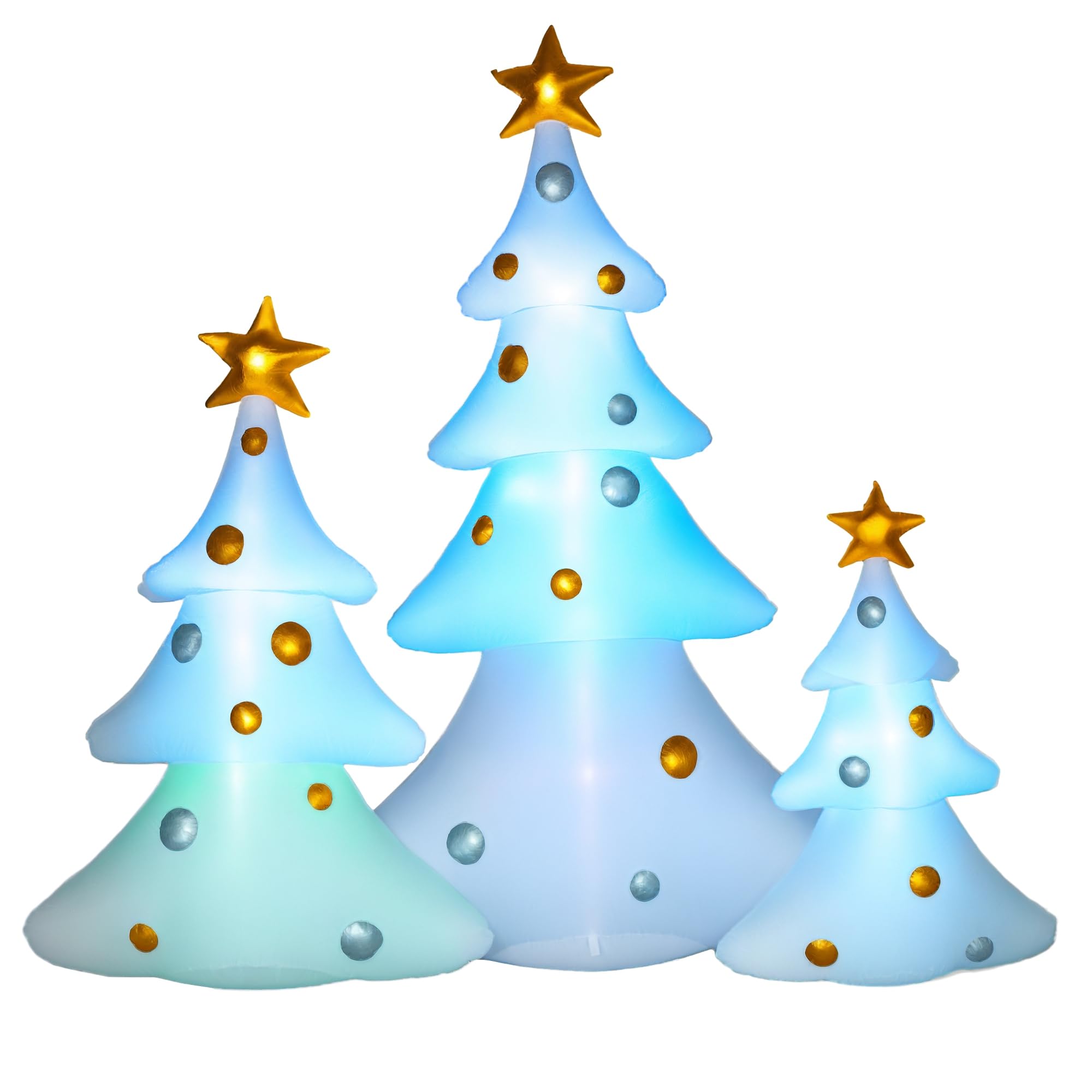 HOMCOM 210cm Aufblasbarer Weihnachtsbaum mit LED-Lichtern 3er Set | Aufblasbare Weihnachtsdeko, Weihnachtsdekoration, Dekoration für Außenbereich, Weihnachten, Hof, Garten, Rasen