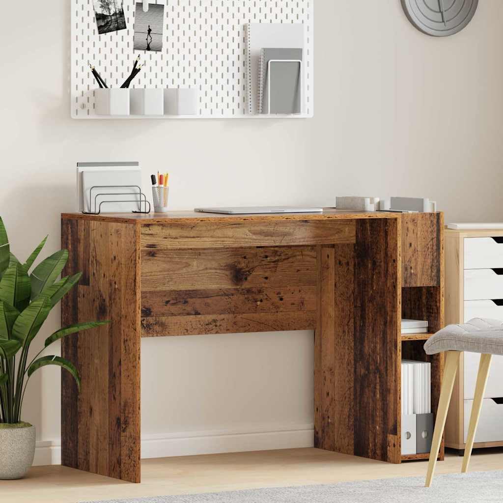 Scrivania in legno anticato, 109 x 50 x 78 cm, moderna scrivania da ufficio per casa e soggiorno, autoportante, con ampio spazio di archiviazione, ideale per lavoro e scuola