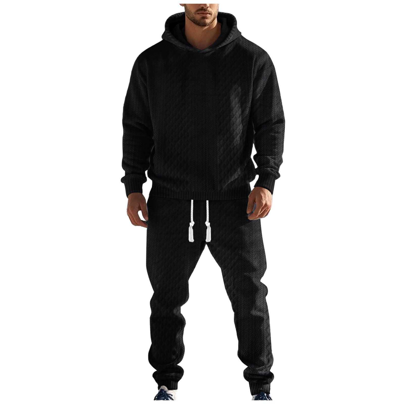 Chándal para hombre jacquard con capucha y pantalones de jogging, ropa deportiva, sudadera de 2 piezas con capucha para transpirable, traje deportivo Y2K Hip Hop Streetwear Casual