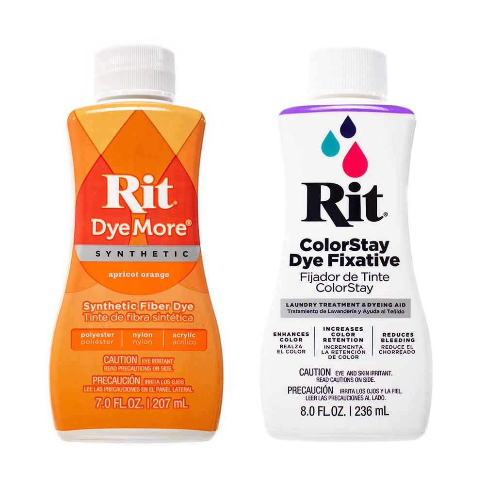 Rit DyeMore 7 Oz. Synthetic Liquid Fiber Dye for Clothing, Décor, and Crafts – Apricot Orange with Color Fixative