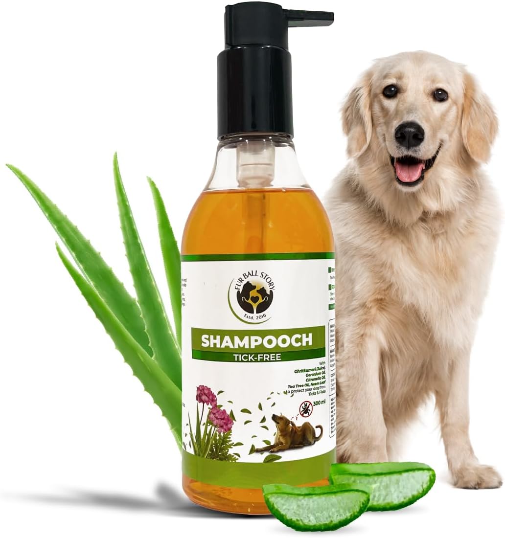 Tick Free Dog Shampoo 300 ml | Keeps Ticks & Fleas Away, Cleanses, Conditions & Moisturizes | Soothes Itchy Skin, Tick Bites | With Neem, Aloe Vera, Citronella | Sulphate & Paraben Free