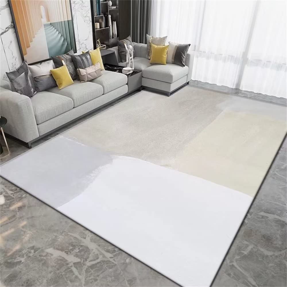 Tapis de salon gris rectangle aux finitions soignées pour décoration moderne