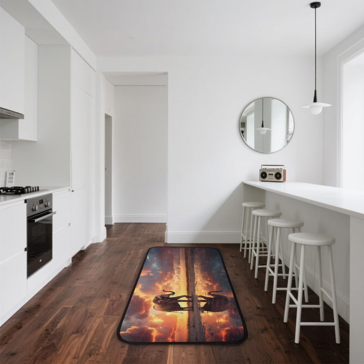 Long Runner Rug 2' X 6' Cloudy Animal Elephant Washable Soft Comfort Carpet Runner Non-Slip Absorbent Area Rugs for Indoor Hallway Kitchen Laundry Bathroom Entryway Bedroom Runner Mat