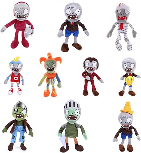 JHESAO 10 piezas de PVC de peluche de zombies marrones, juguetes normales de zombies PVZ 1 2 de peluche suave muñeca gris Zombies nuevo