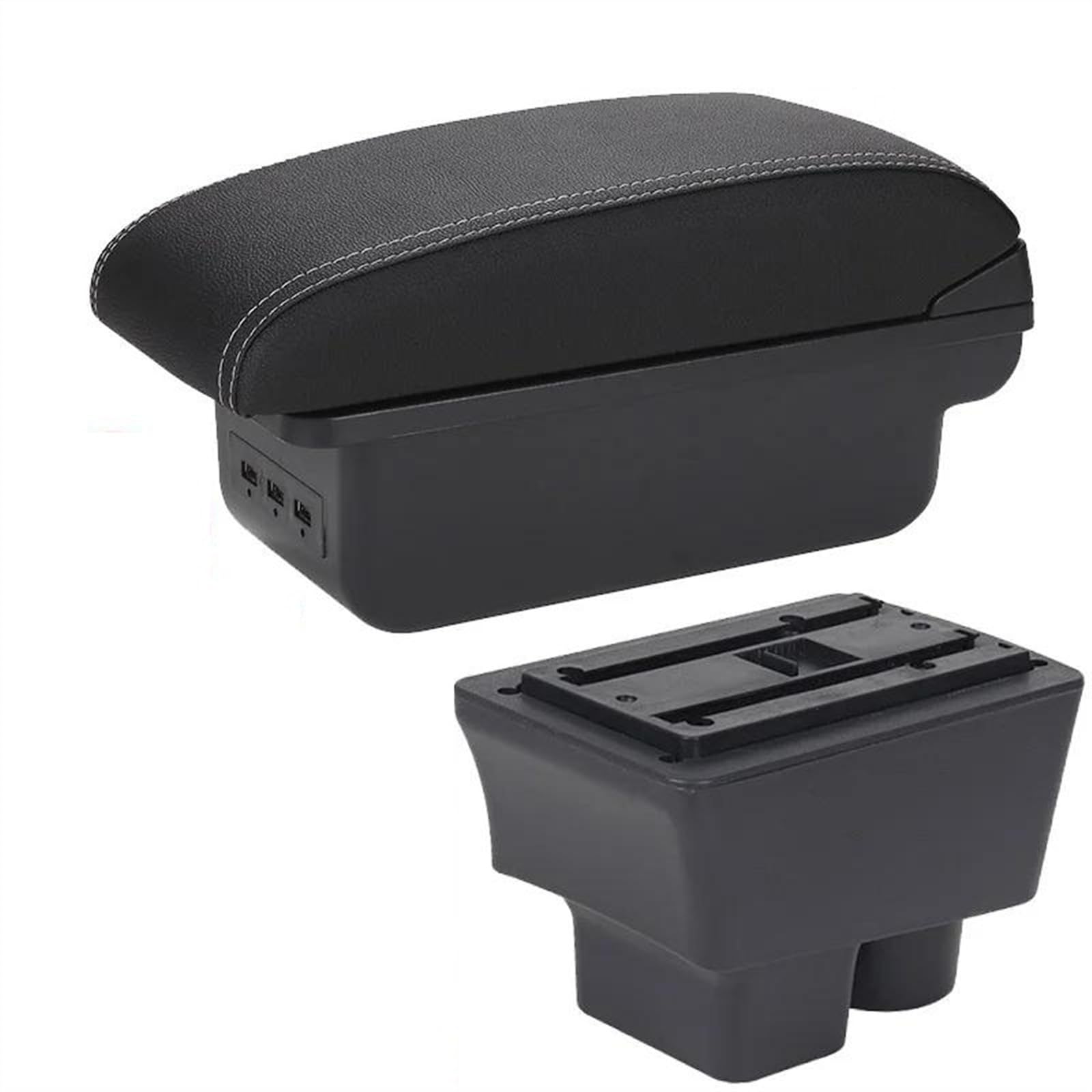 NOHEEU Car Armrest Box Retrofit Parts Storage Interior Accessories For Fabia II 2008-2014(B3 Black white 3USB)