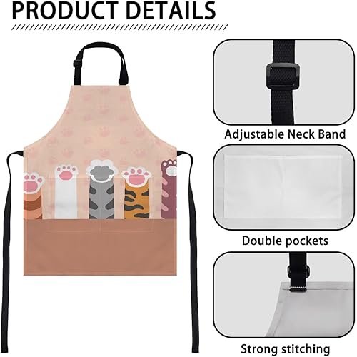 Vista 13 de doginthehole Delantal para niños con bolsillo para niños y niñas, delantales de chef ajustables con 2 bolsillos para cocinar, pintar