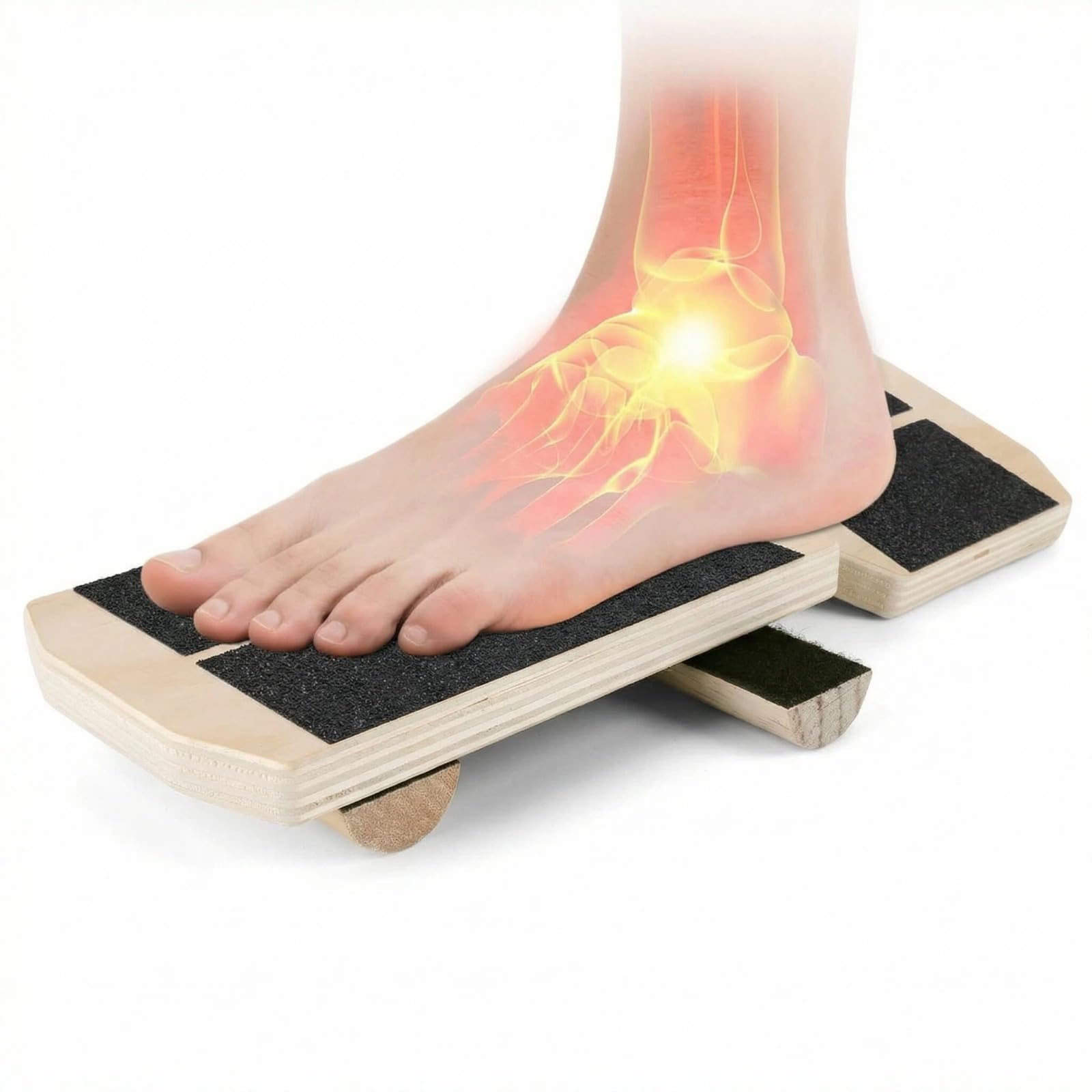 Single Leg Ankle Balance Board, Wooden Wobble Board for Foot Strength & Stability – Balance Trainer for Sprained Ankle Prevention, Home Gym Fitness Equipment for Ballet Dancers, Athletes & Runners
