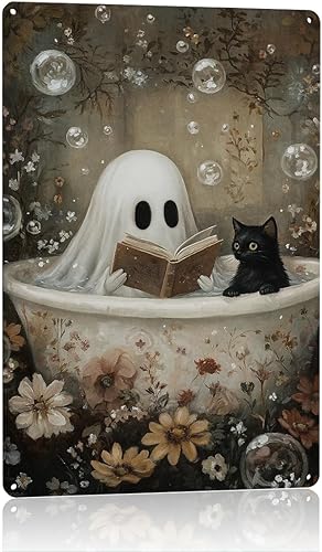 Miniatura 32 de Decoración de Baño de Halloween Arte de Pared de Baño Fantasma Gótico de Halloween Decoración del Hogar Espeluznante Interior Exterior Regalos