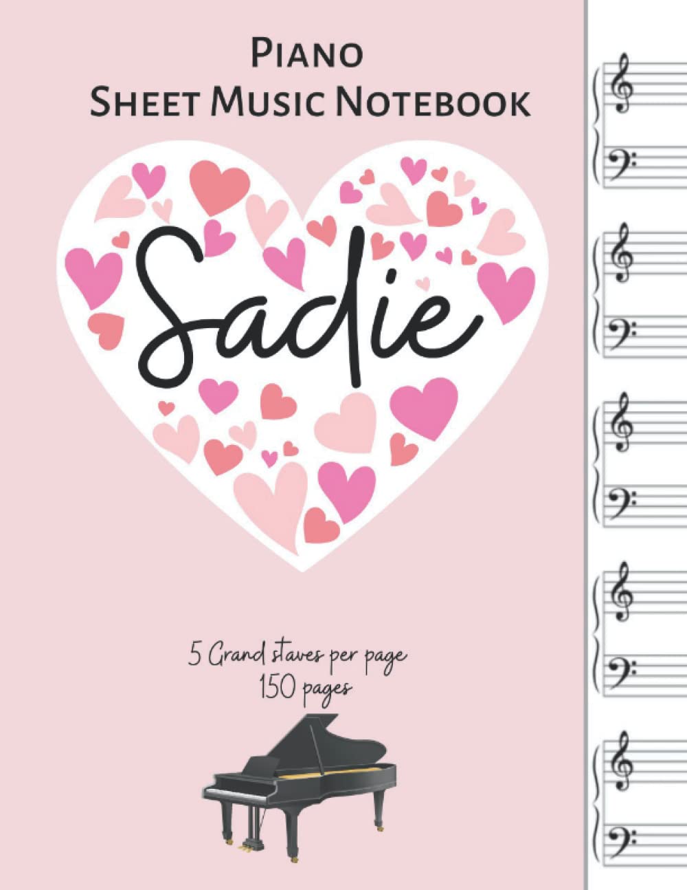Cahier de musique Sadie pour ne plus perdre ses partitions de piano grâce aux 150 pages