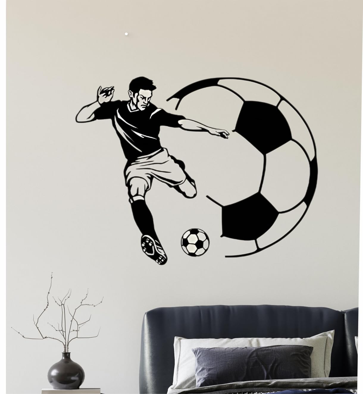 Soccer Player Wall Decal for Boys Bedroom – Football Athlete Silhouette Wall Sticker – Removable Vinyl Sports Wall Art for Kids Room, Teen Room & Game Room (ST67, 30 X 30CM)-image-14