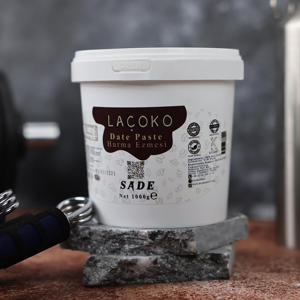 LAÇOKO Hurma Ezmesi 1kg | Şekersiz & Katkısız | İlave Şeker İçermez | Glutensiz Vegan | Sporcu, Diyet ve Sağlıklı Beslenme İçin Doğal Hurma Püresi