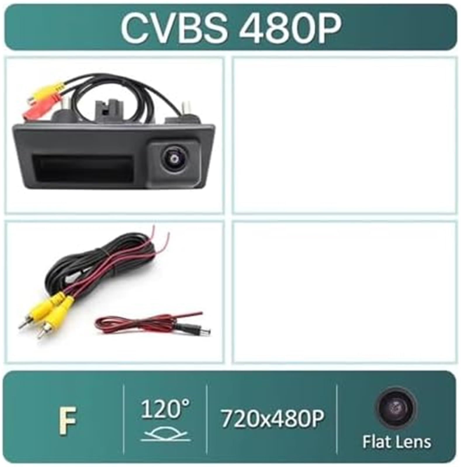 Kamera cofania samochodu Kamera cofania, dla A3, dla A4, dla A6 Hd Ahd 1080P Zapasowy uchwyt bagażnika pojazdu(BLACK CVBS 720x480P)