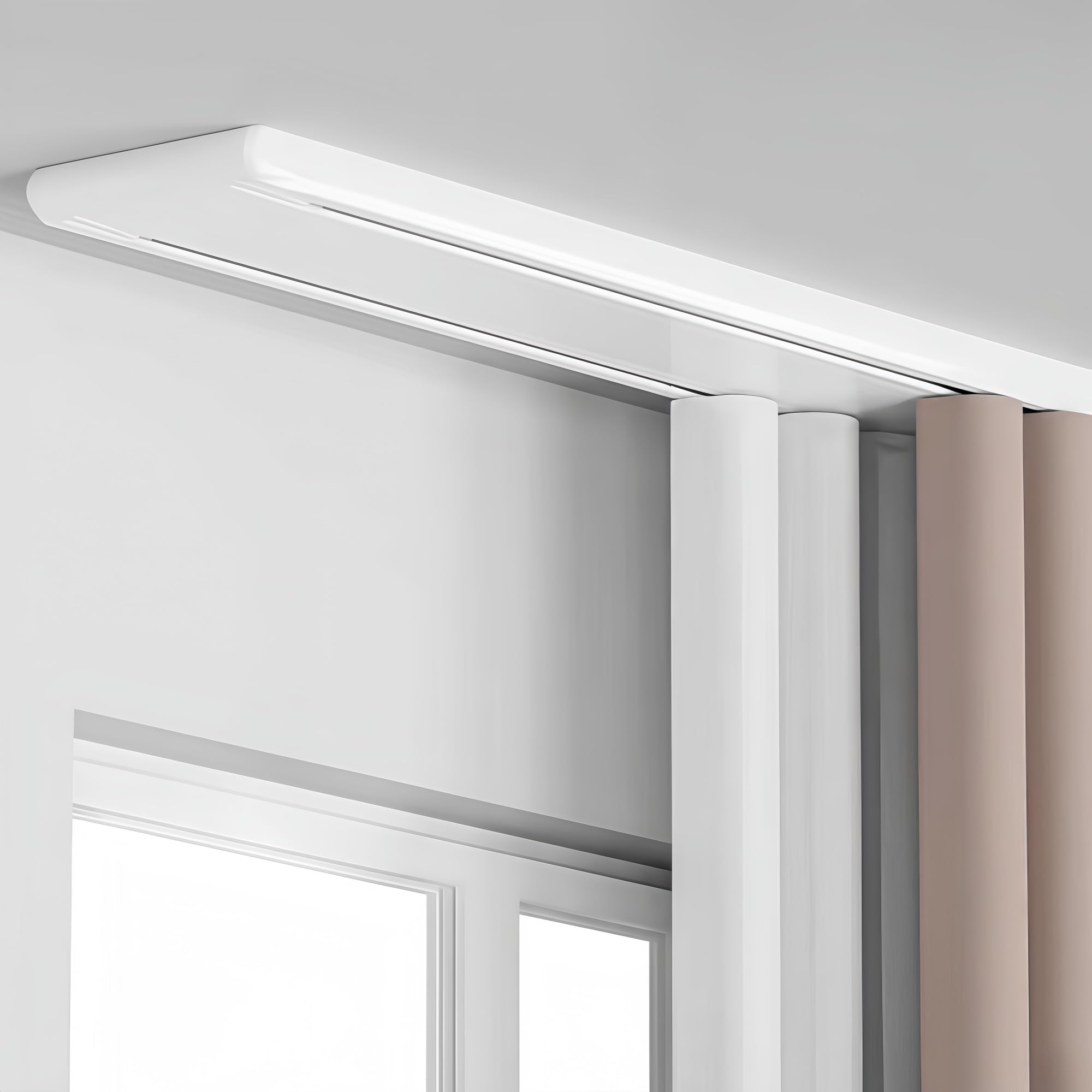 Yacoxe White Curtain Track, Perforated Aluminum Double Row Curtain, Track Silent Curtain, Room Divider Curtain Track, Curtain Ceiling Track, Ceiling Curtain Track ,For Curtains, Valances, Room Dividers(,3.1M)