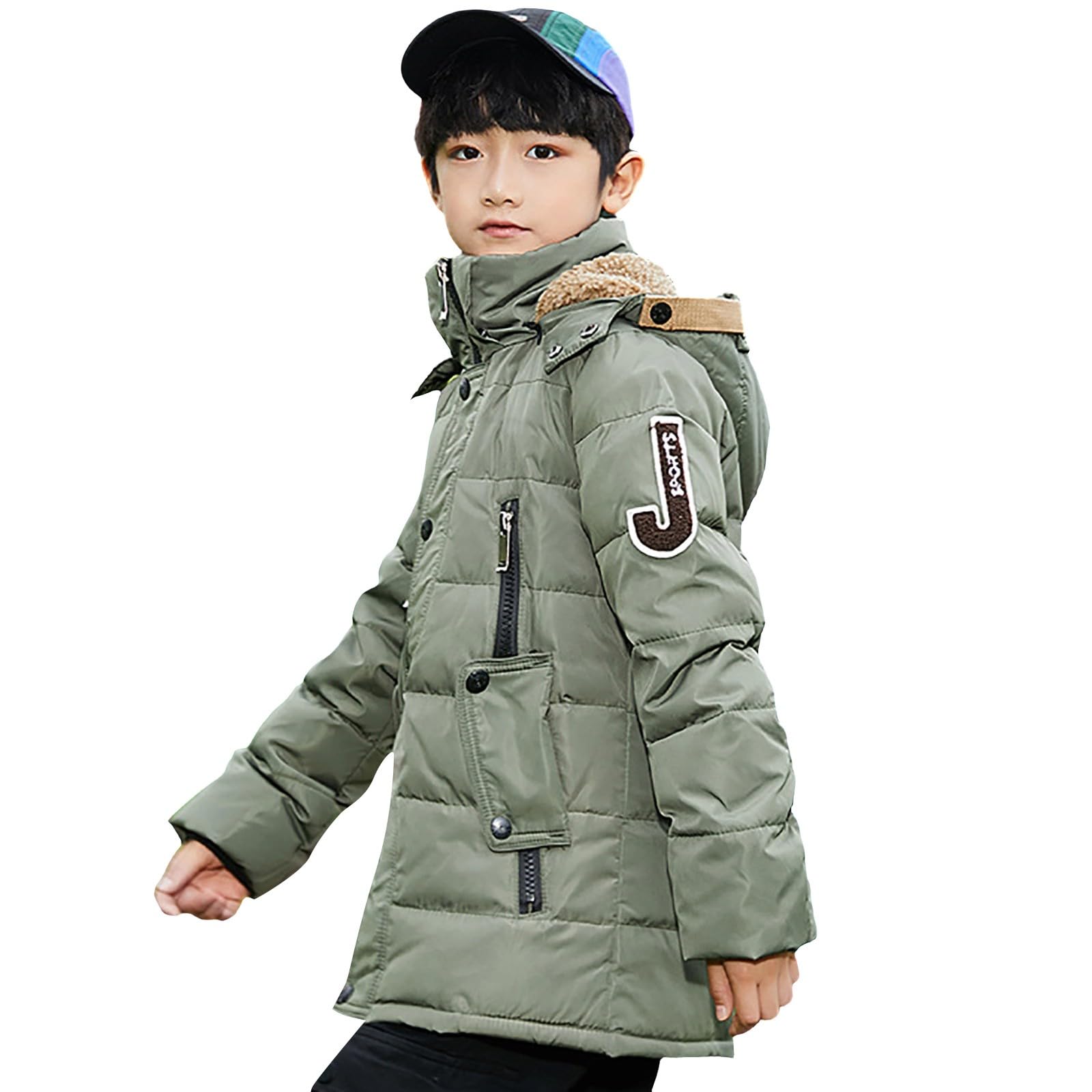 Abrigos de invierno para niños, chaqueta acolchada con forro polar para niños, forro pesado y esponjoso, con capucha, abrigo parka resistente al viento, grueso, con cremallera, casual, para la escuela