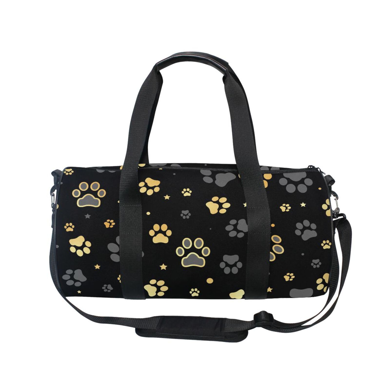 Sports Gym Bag Travel Duffel Bags for Women Men, Dog Paw Print Girls Gymnastics Dance Bag, Weekend Overnight Bag, Fitness Workout Holdall Hospital Bag