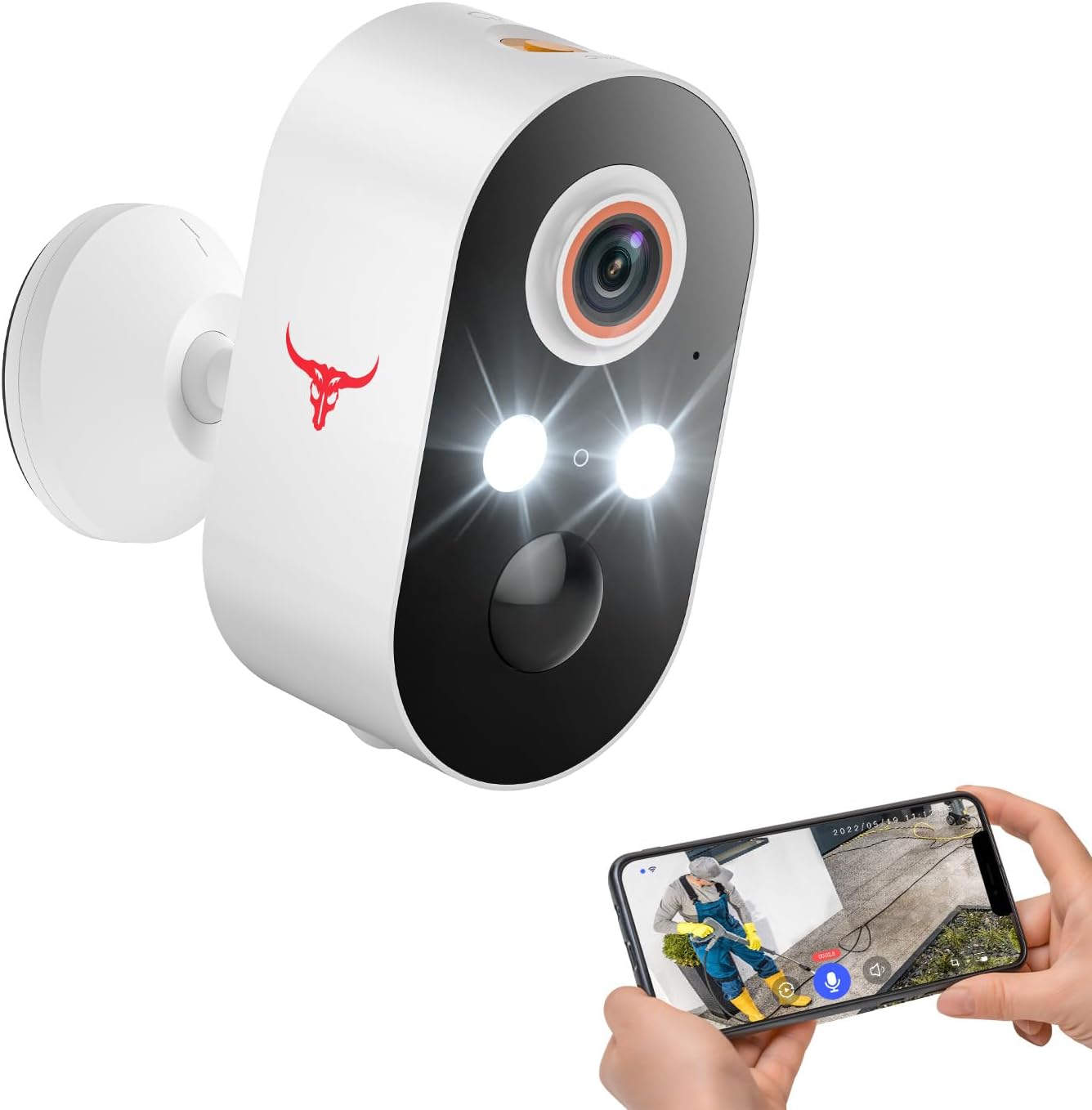 1080p Wireless Security Camera, 2.4GHz Wi-Fi Only, Color Night Vision, AI Human Detection, PIR Motion Detection, 2-Way Talk, Outdoor Surveillance Bullet Cam, No Solar Panel Included (1 Pack)