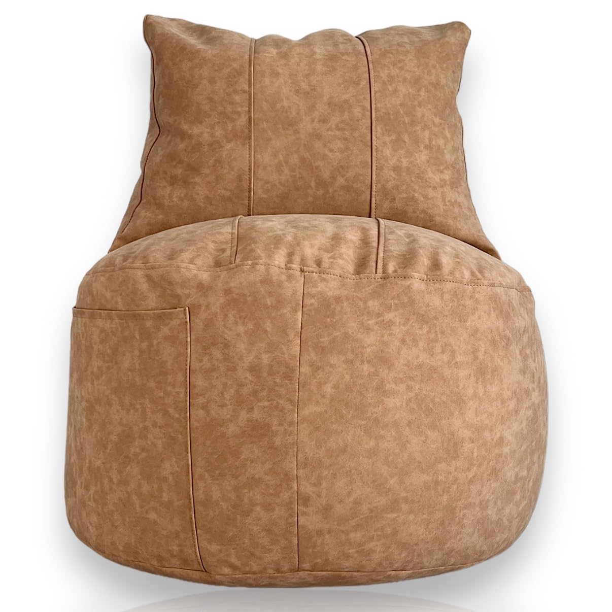Aiire Puff Salon Moderno de Lujo - Sofa Puf de Diseño en Polipiel Premium - Puffs con Relleno Incluido para Adultos o Decoracion Habitacion Juvenil - Bean Bag Chair Infantil XXL Beige