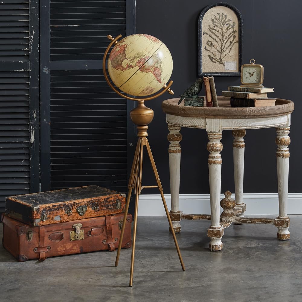 Colonial Tin Works World Globe on Tripod Stand, 45.5-inch Height, Home, Home Décor