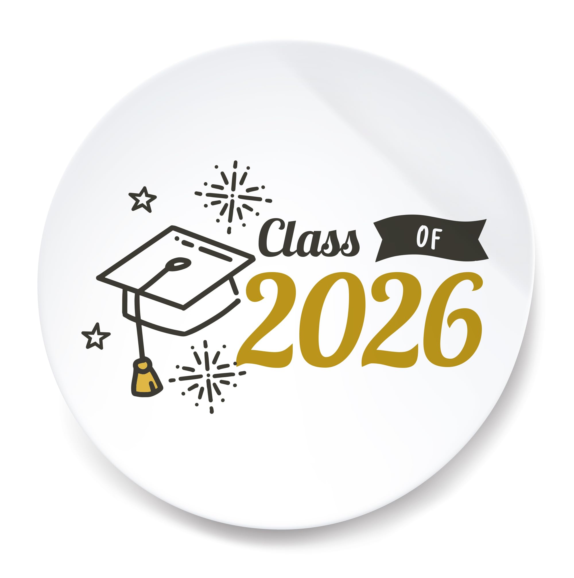 Stika.co White Set Of 24 Graduation 2026, Grad Hat Paper Labels - Adhesive Colourful Decorative Sticker - Craft Sticker
