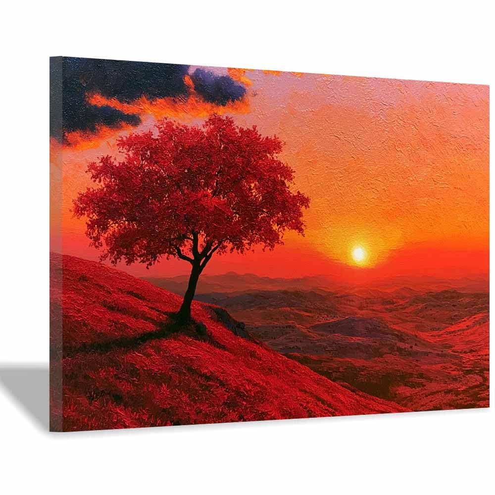 HOQIU Canvas Wall Art Aquas Smoke Tree tree poster, landscape wall art, for Living Room Bedroom Bathroom.(Multicolor)-70x100cm Framed