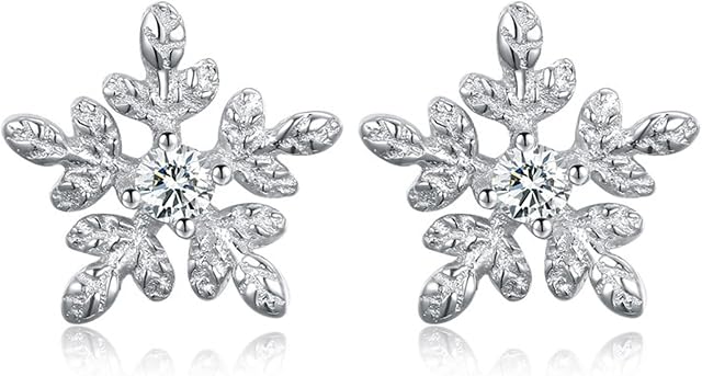 GULICX Silver Christmas Stud Earrings for Women Girls, Hypoallergenic Silver Cute Christmas Snowflake/Reindeer Stud Earring, Faux Pearl Deer Stud Earrings Christmas Earrings Xmas Gift with Jewelry Box