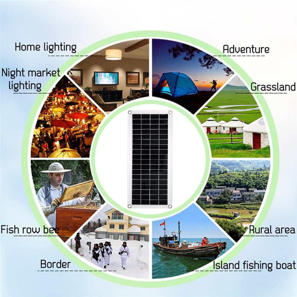 Kit de panel solar, kit completo de panel solar, módulo fotovoltaico monocristalino de 50 W y 18 V, cargador de batería for RV, barco, cabina, furgoneta, coche, superficies irregulares, con controlado