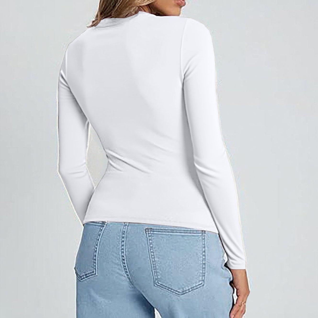 Camiseta térmica de mujer de manga larga para invierno, top básico, elegante, clásica, camiseta de manga larga, color liso, térmica, otoño, jerséis de cuello redondo suave, moda de gran tamaño, camisa