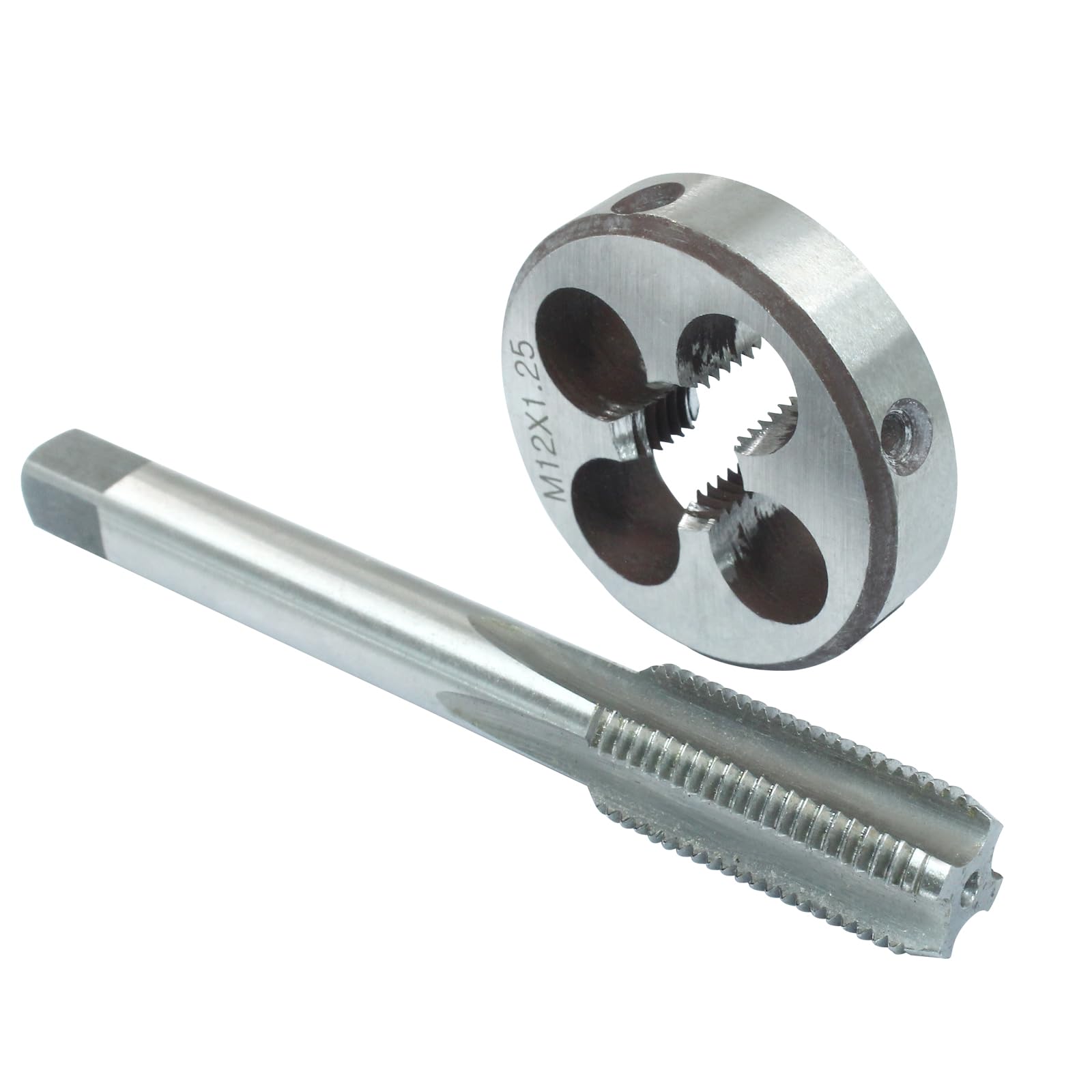HARSKIYER M12 x 1.25 Metric Tap and Die Set, HSS Machine Thread Tap Die Set, M12 x 1.25mm Right Hand Thread Tapping Tool