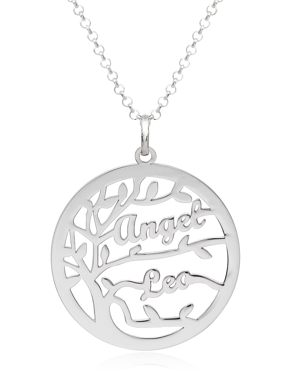 Collar Árbol de la Vida Personalizado con Nombres para Mujer. Colgante de Plata de Ley ideal para Regalos Originales de Madres y Abuelas. Graba de 1 a 4 Nombres. Cadena 40cm+5cm alargador