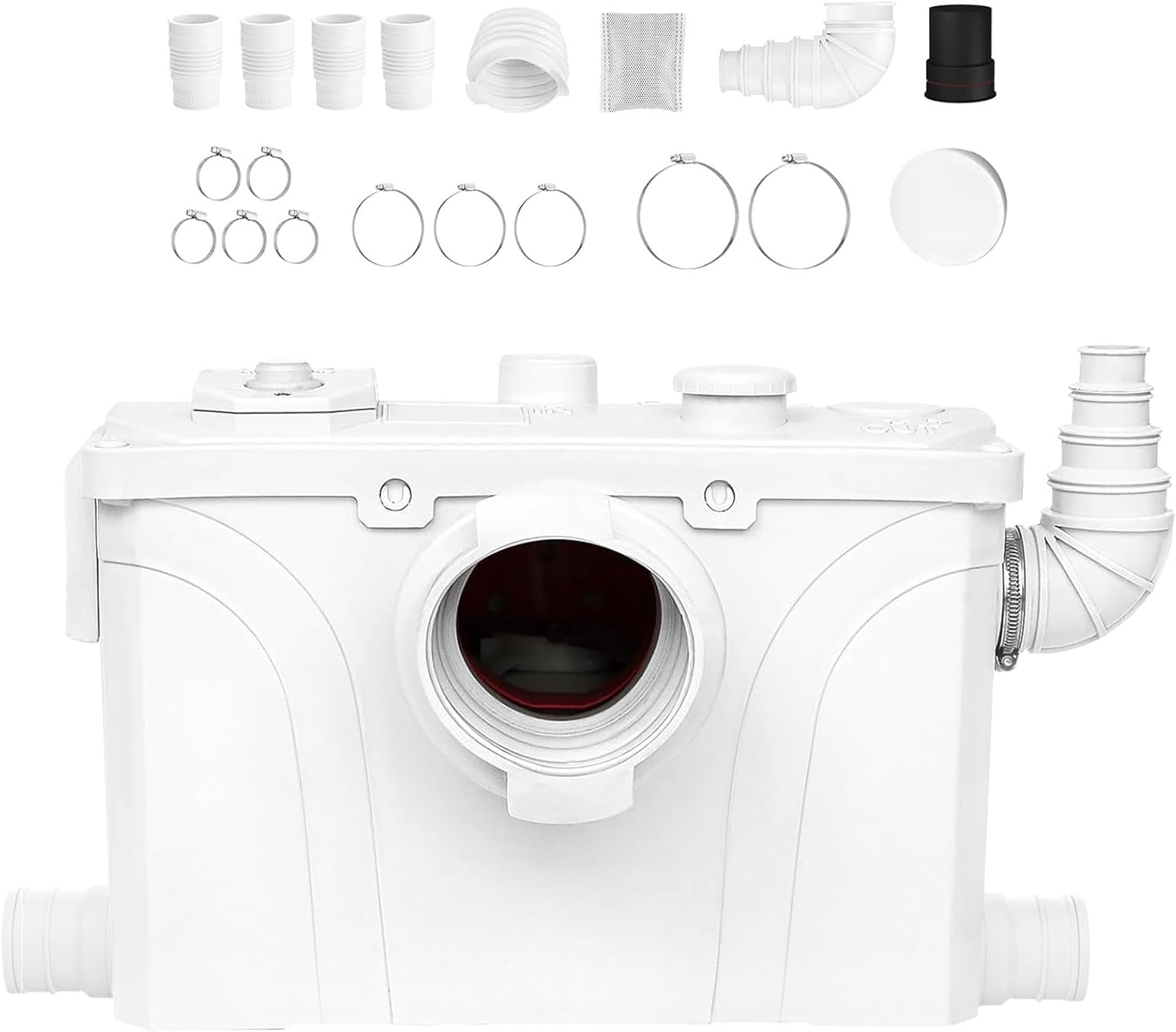 800W Macerator Pump, Toilet Pump Upflush to 29.5ft/9 m,2200GPH Macerator Pump Toilet with 4 Water Inlets 1 Outlets for Basement, Laundry, Sink, Toilet/Upgrade