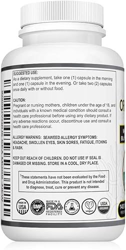 Miniatura 8 de O NUTRITIONS Superalimento orgánico de musgo marino hecho con musgo marino irlandés, raíz de bardana y vejiga - Suplemento alcalino crudo Seamoss