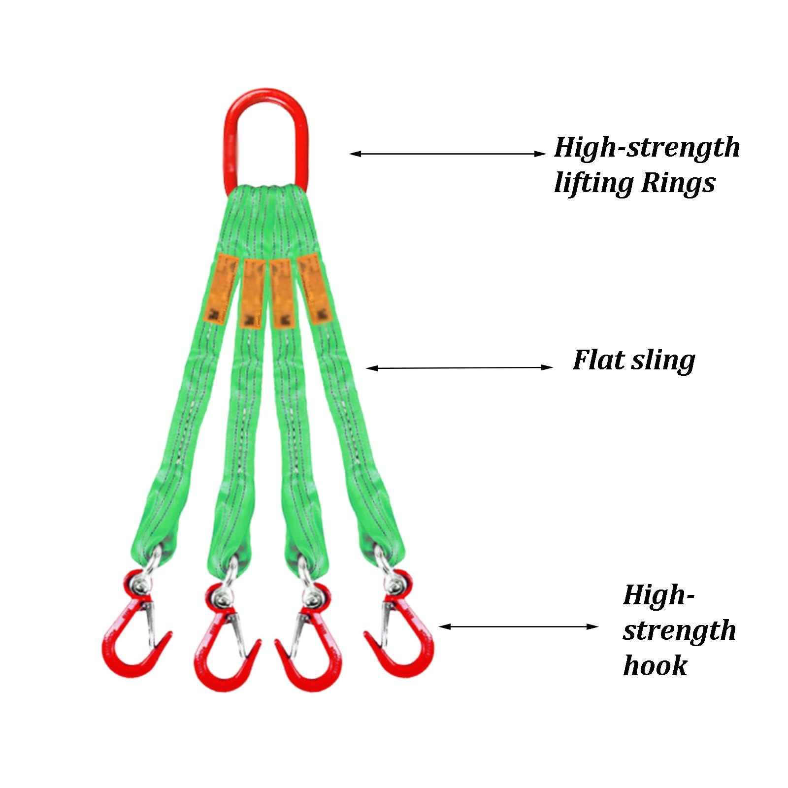 Eslinga De Elevación De Cuatro Ramales con Ganchos, Eslinga Tipo Brida De Alta Resistencia Capacidad De 11 028 LB, Pieza Única De Aleación Forjada, Eslinga De Poliéster(1m)
