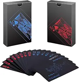 Kit 2 Baralhos Black Vermelho e Azul Resistente A Água Anti Rasgo Poker Mágica