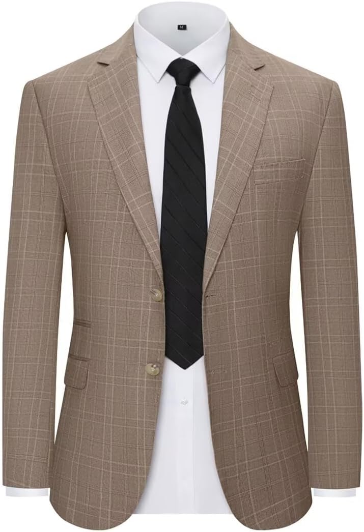 Men's Suit Jacket Blazer Casual Plaid Stripe Slim Fit Single Breasted Mens Tuxedos Jackets Party Sport Coats Blazers - Image 4
