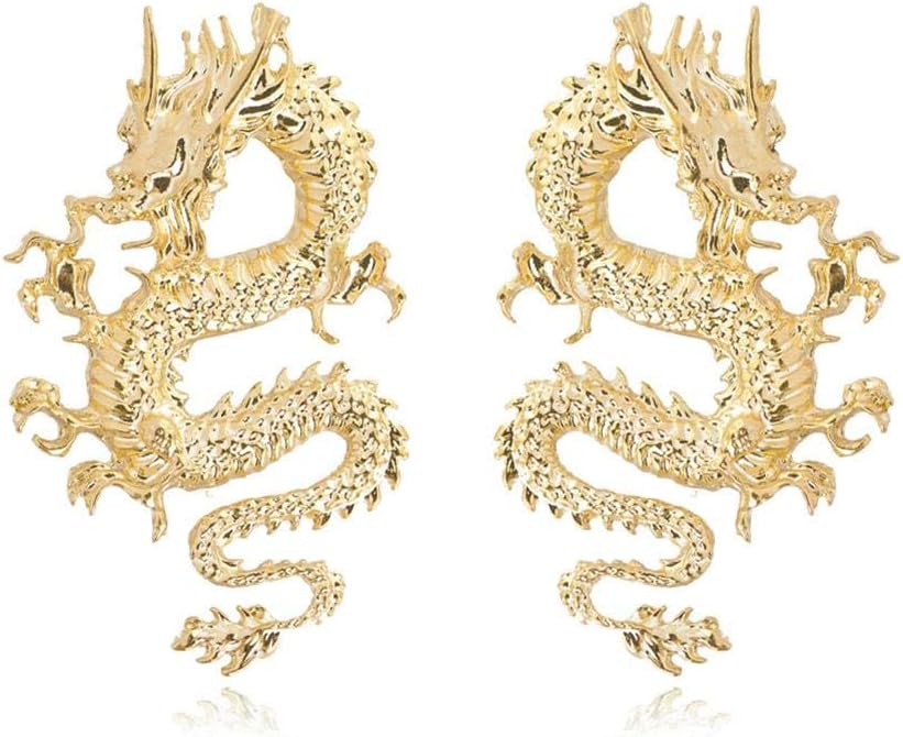 Vintage Chinese Style Dragon Stud Earrings for Women Jewelry(A)