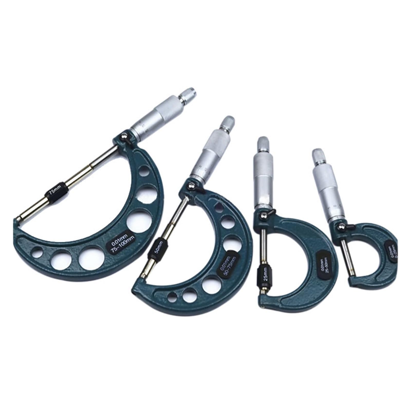 Indicador de Cuadrante, Juego de micrómetros exteriores 4 Uds., precisión 0,01mm, herramientas mecanizado carburo 0-25mm/25-50mm/50-75mm/75-100mm