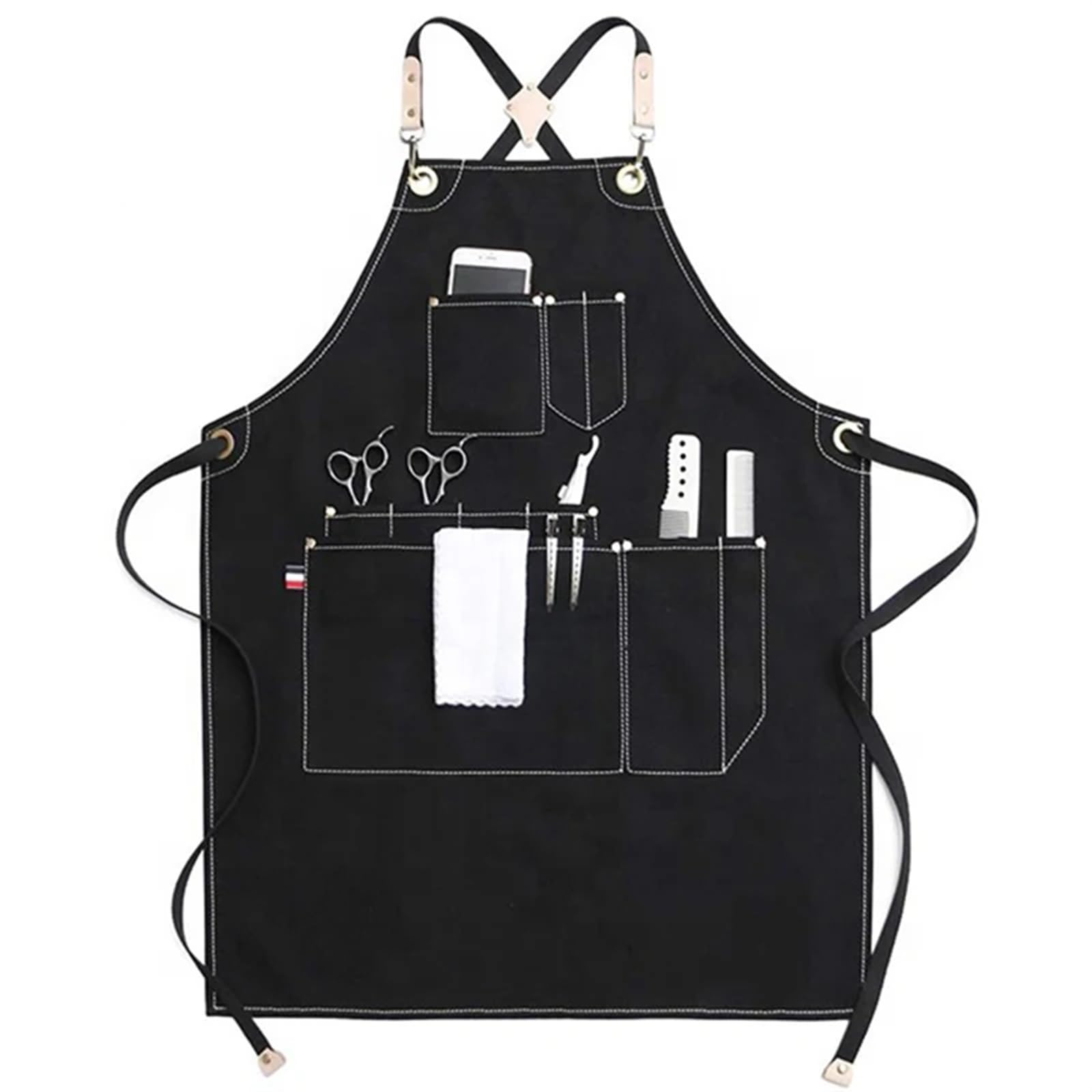 Moda tela di cotone da cucina unisex cucina barista grembiule for donna uomo chef in pelle cameriere bar caffetteria barbecue parrucchiere uniforme(Thick canvas 8)