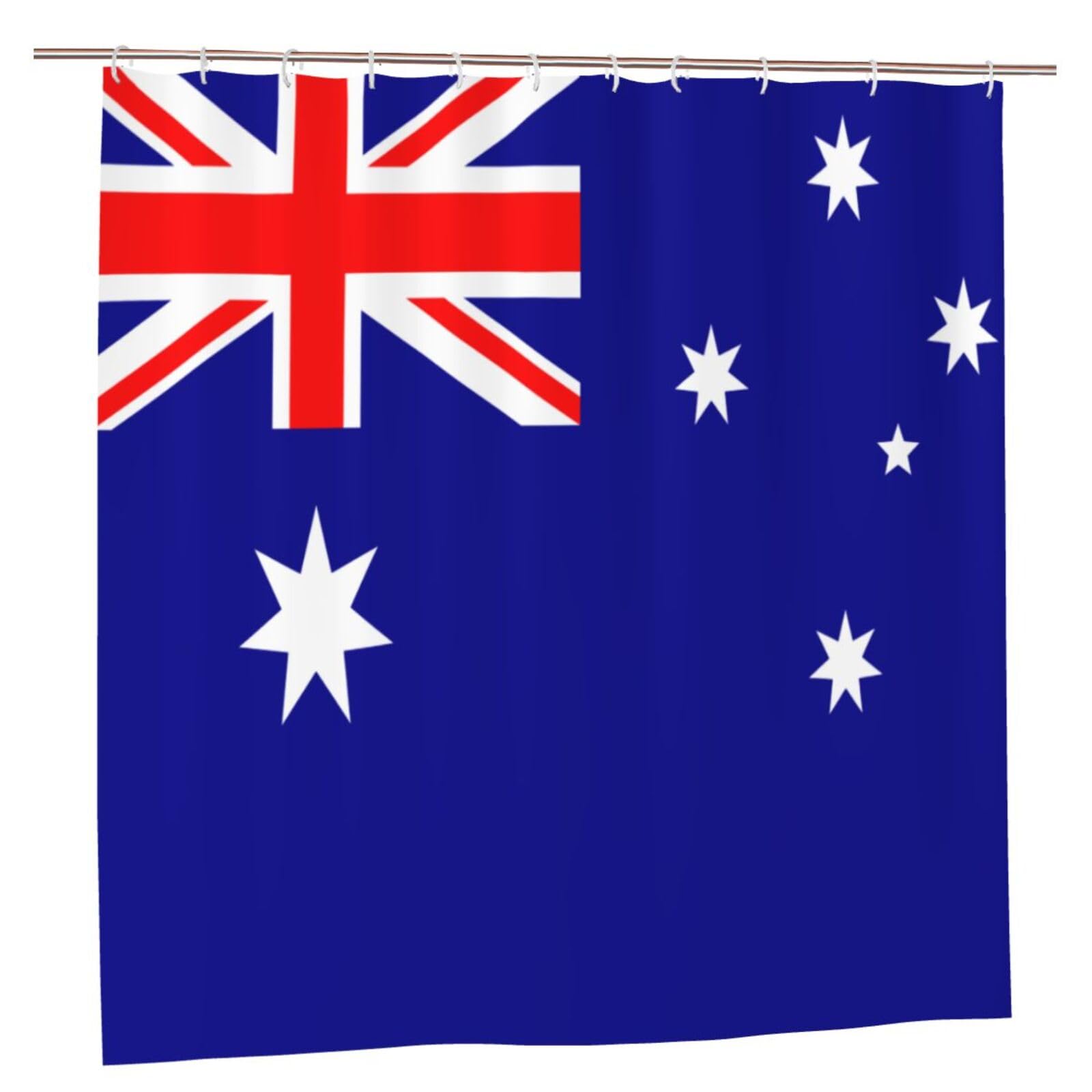 Oudrspo Australia Flag Unique Designer Artwork Shower Curtain 72x72 Inch - Polyester Bathroom Decor with Metal Grommets