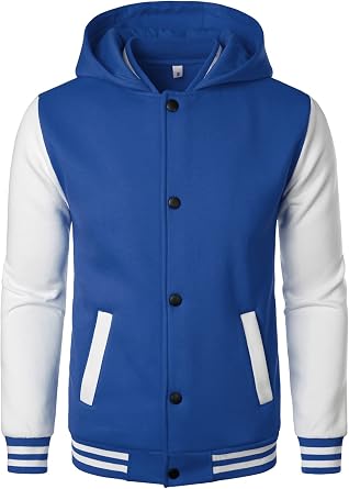 HOOD CREW Mens Casual Sports Varsity Jacket Fashion Hooded Letterman Jackets