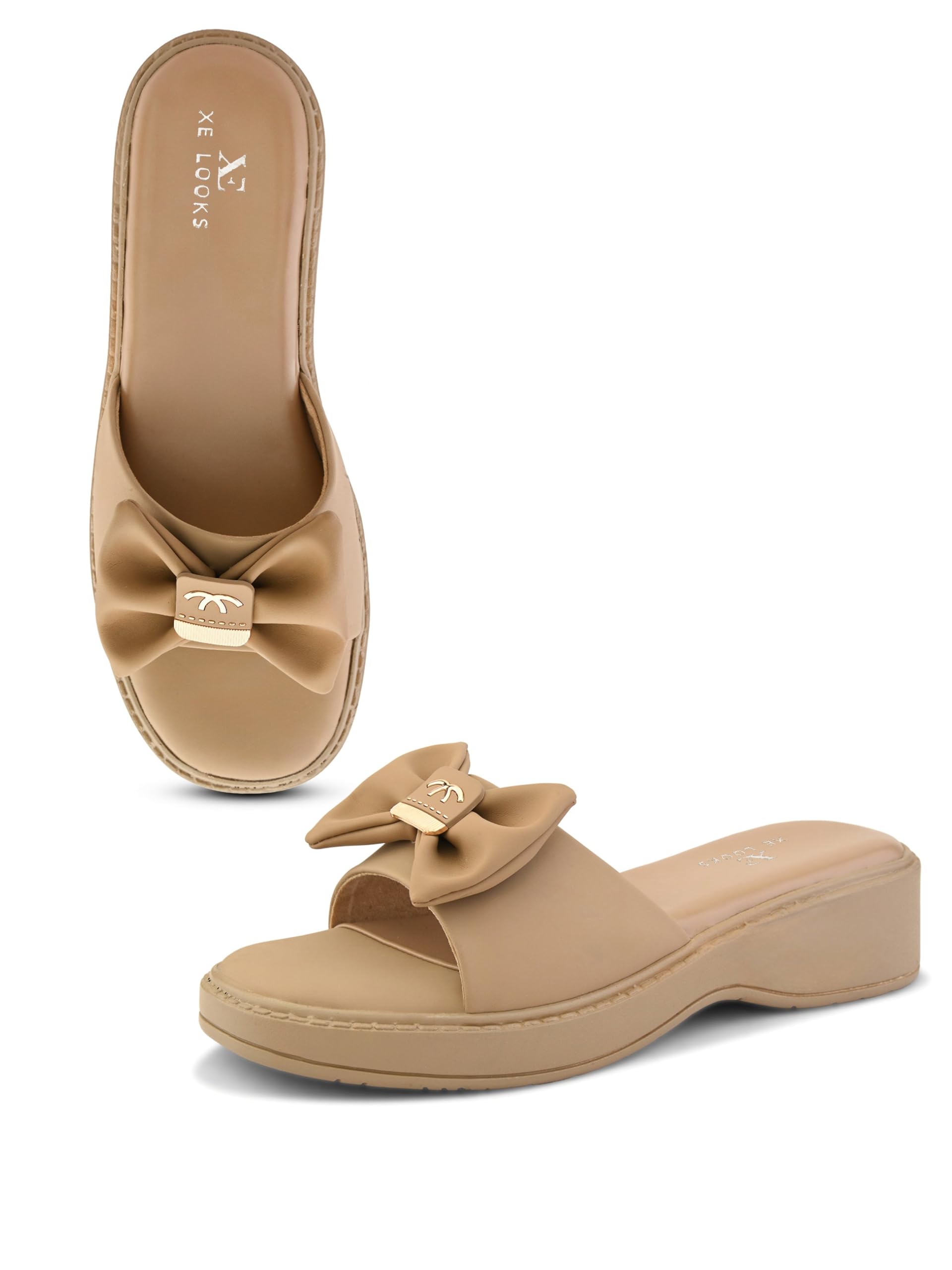 Wedge Thong Sandals for Women | Pleated Upper Strap with Subtle Rhinestone Embellishments | Cushioned Footbed & Slip-On Low Wedge Heel | Lightweight All-Day Comfort-image-10