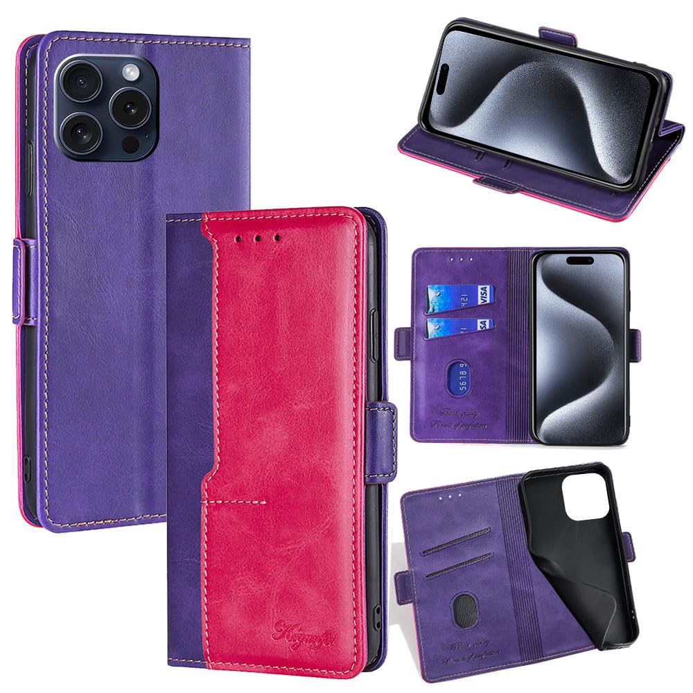 Phone Cover Compatible with Oppo A37 Case Flip Stand Card Slot Magnetic Clasp Purple