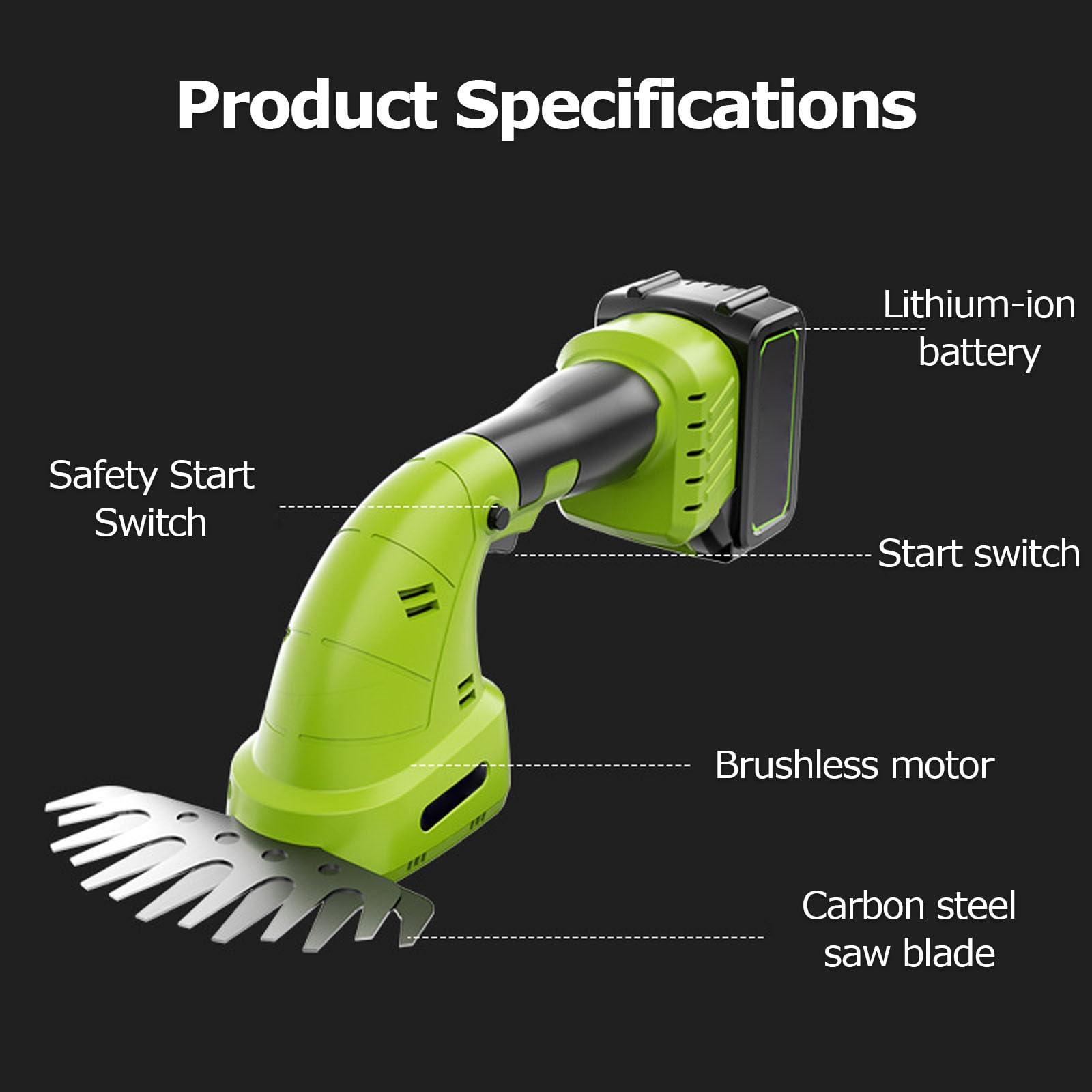 Cortasetos y Tijera de Césped Inalámbrica 2 en 1, Cortasetos de Mano de 1580W con 2 Modos de Poda, Protección Inteligente de 9 Capas para Jardinería, Corte y Recorte 2 Batteries