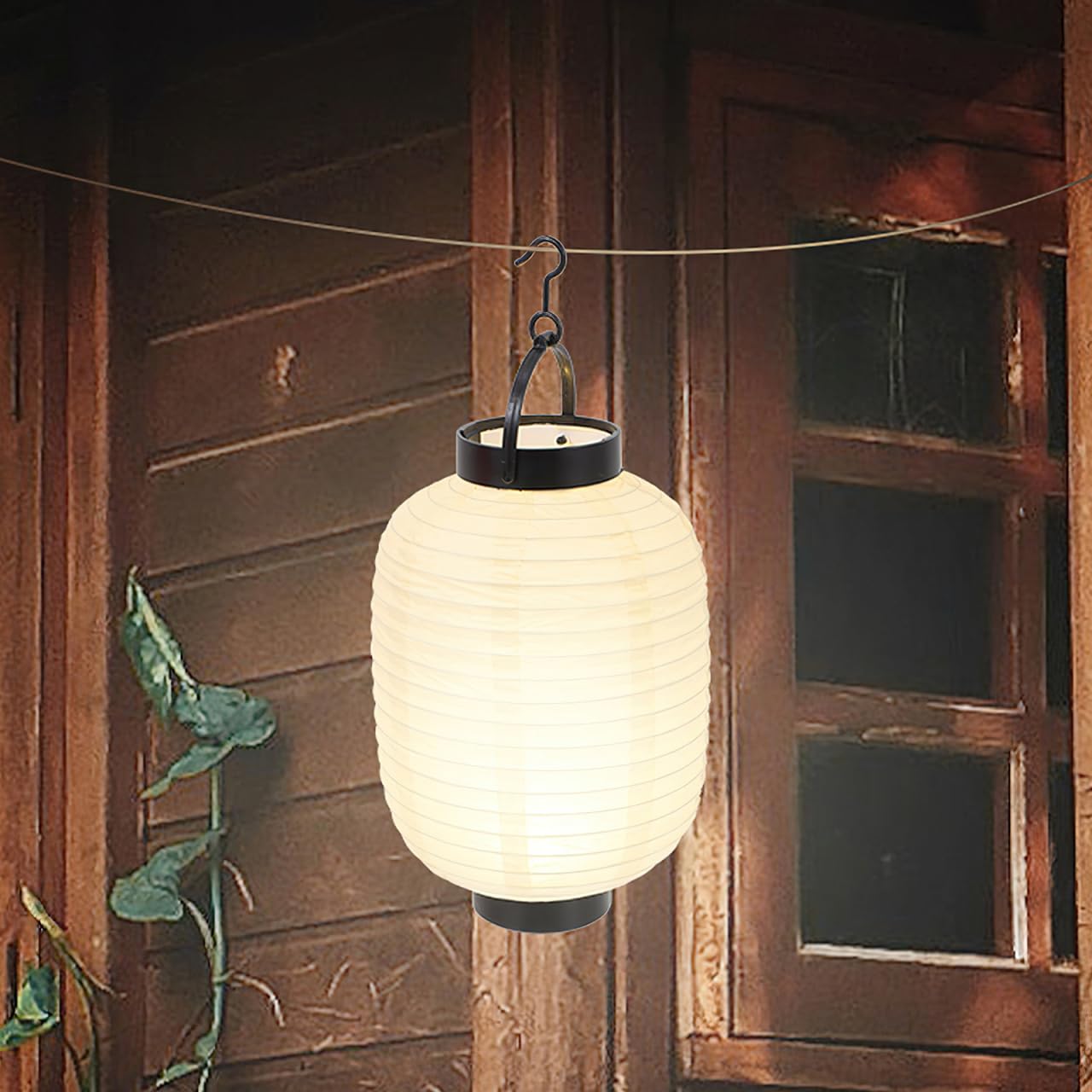 UPKOCH Lot de 2 lanternes japonaises pliables en papier avec lumières LED, 29 x 15 cm, décoration traditionnelle pour extérieur, intérieur, fête, restaurant, atmosphère chaleureuse