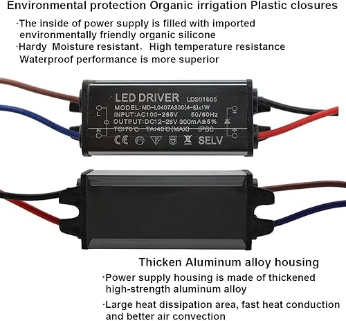 Miniatura 8 de Aluminio IP66 (18-25) X 1W LED Driver 300mA (salida de corriente constante)  DC 54-90V (salida de voltaje)  CA 100-265V (entrada de voto) Fuente de