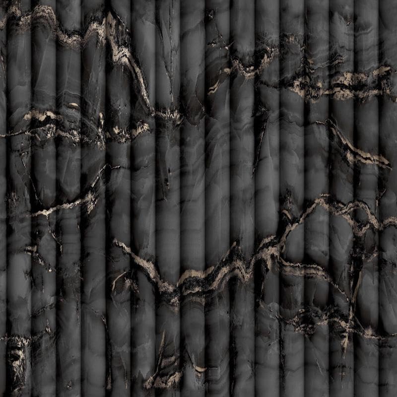 Fine Decor FD43973 Bianco Fluted Marble Wallpaper, Charcoal