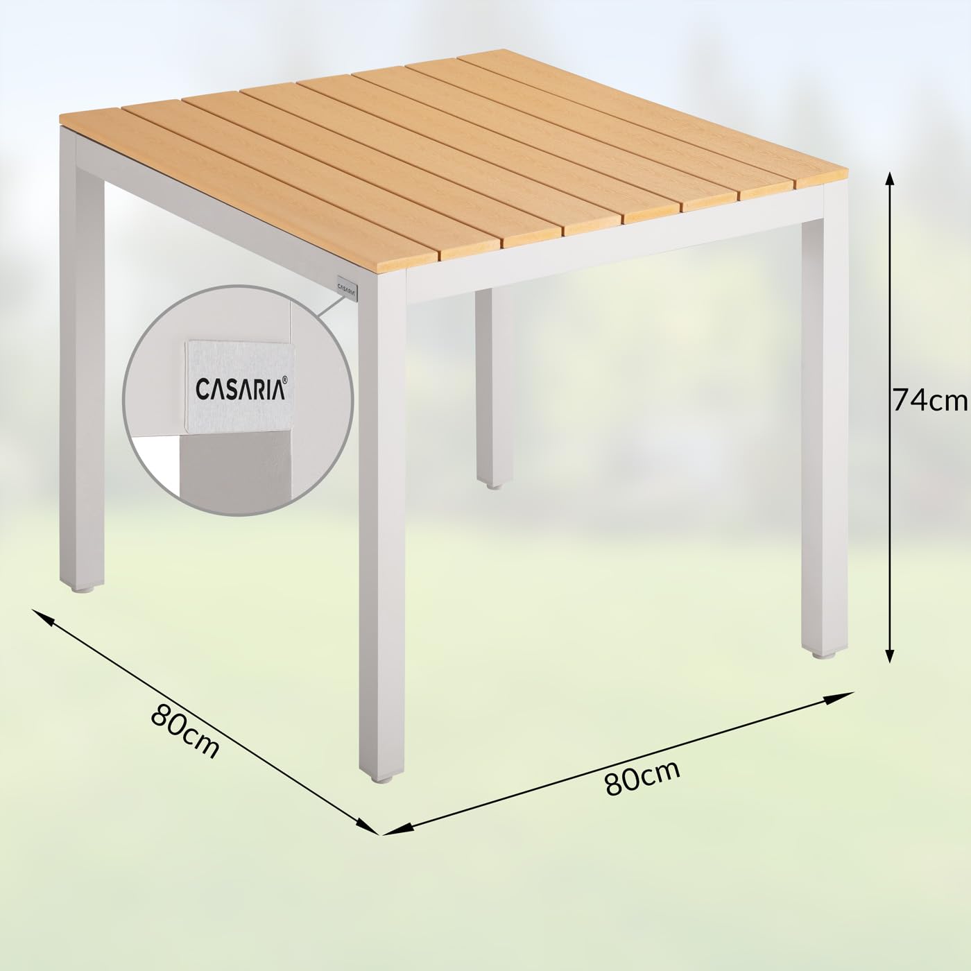 CASARIA® Comedor de Jardín Bern Aluminio Tablero WPC 80x80 Mesa y 4 Sillas Plegables 7 Posiciones Gris